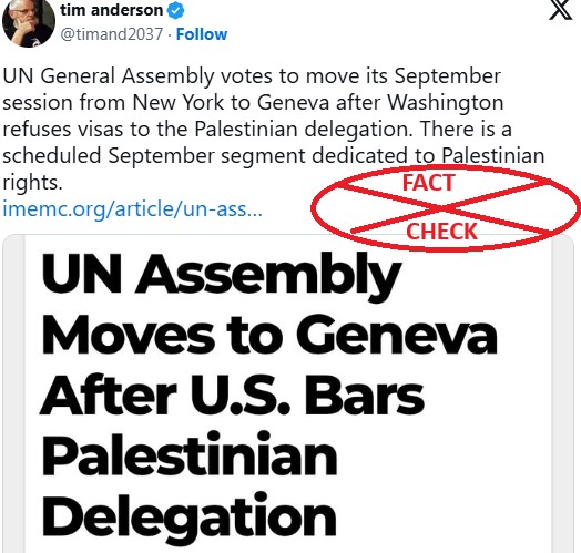 UN ಜನರಲ್ ಅಸೆಂಬ್ಲಿ ತನ್ನ ಸೆಪ್ಟೆಂಬರ್ ಅಧಿವೇಶನವನ್ನು ನ್ಯೂಯಾರ್ಕ್ನಿಂದ ಜಿನೀವಾಗೆ ಸ್ಥಳಾಂತರಿಸಲು ಮತ ಚಲಾಯಿಸಿದೆಯೇ? ಸತ್ಯ ಪರಿಶೀಲನೆ UN ಜನರಲ್ ಅಸೆಂಬ್ಲಿ ತನ್ನ ಸೆಪ್ಟೆಂಬರ್ ಅಧಿವೇಶನವನ್ನು ನ್ಯೂಯಾರ್ಕ್ನಿಂದ ಜಿನೀವಾಗೆ ಸ್ಥಳಾಂತರಿಸಲು ಮತ ಚಲಾಯಿಸಿದೆಯೇ? ಸತ್ಯ ಪರಿಶೀಲನೆ