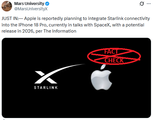 ಐಫೋನ್ 18 ಪ್ರೊ-ದೊಂದಿಗೆ ಸ್ಟಾರ್‌ಲಿಂಕ್ ಅನ್ನು ಸಂಯೋಜಿಸಲು ಆಪಲ್ ಯೋಜಿಸುತ್ತಿದೆಯೇ? ಸತ್ಯ ಪರಿಶೀಲನೆ