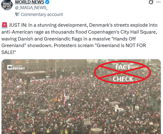 ಟ್ರಂಪ್ ರವರ ಬೆದರಿಕೆಗಳ ವಿರುದ್ಧ ಡೆನ್ಮಾರ್ಕ್ ಪ್ರತಿಭಟನೆ ನಡೆಸುವುದನ್ನು ಈ ವೀಡಿಯೊ ನಿಜವಾಗಿಯೂ ತೋರಿಸುತ್ತದೆಯೇ? ಸತ್ಯ ಪರಿಶೀಲನೆ