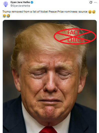 2025ರ ನೊಬೆಲ್ ಶಾಂತಿ ಪ್ರಶಸ್ತಿಯ ನಾಮನಿರ್ದೇಶಿತರ ಪಟ್ಟಿಯಿಂದ ಟ್ರಂಪ್ ಅವರನ್ನು ತೆಗೆದುಹಾಕಲಾಗಿದೆಯೇ? ಸತ್ಯ ಪರಿಶೀಲನೆ 2025ರ ನೊಬೆಲ್ ಶಾಂತಿ ಪ್ರಶಸ್ತಿಯ ನಾಮನಿರ್ದೇಶಿತರ ಪಟ್ಟಿಯಿಂದ ಟ್ರಂಪ್ ಅವರನ್ನು ತೆಗೆದುಹಾಕಲಾಗಿದೆಯೇ? ಸತ್ಯ ಪರಿಶೀಲನೆ