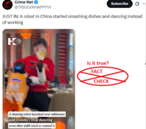ಚೀನಾದ ಒಂದು ರೆಸ್ಟೋರೆಂಟ್‌ನಲ್ಲಿ ರೋಬೋಟ್ ಪಾತ್ರೆಗಳನ್ನು ಒಡೆದು ನೃತ್ಯ ಮಾಡುವುದನ್ನು ಈ ವೀಡಿಯೊ ತೋರಿಸುತ್ತದೆಯೇ? ಸತ್ಯ ಪರಿಶೀಲನೆ