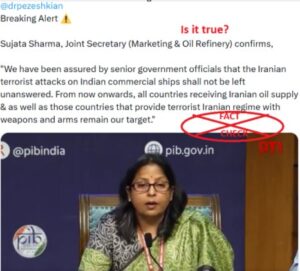 ಇರಾನ್, ಅದರ ತೈಲ ಖರೀದಿದಾರರು ಅಥವಾ ಶಸ್ತ್ರಾಸ್ತ್ರ ಪೂರೈಕೆದಾರರಿಗೆ ಸುಜಾತಾ ಶರ್ಮಾ ಬೆದರಿಕೆ ಹಾಕಿದ್ದಾರೆಯೇ? ಸತ್ಯ ಪರಿಶೀಲನೆ